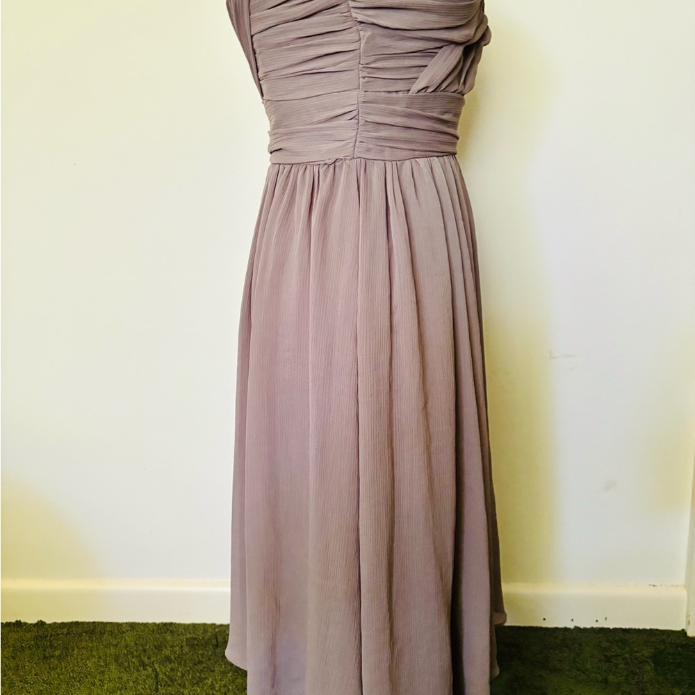 H&M US 8 Fit And Flare Grey Midi Cocktail Dress w Chiffon Style Ruched Bodice - Picture 10 of 14